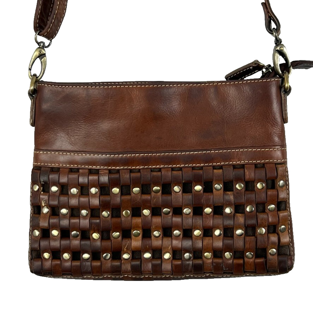 Rugged Earth Brown Leather Purse Crossbody Zipper Removable Adjustable Strap